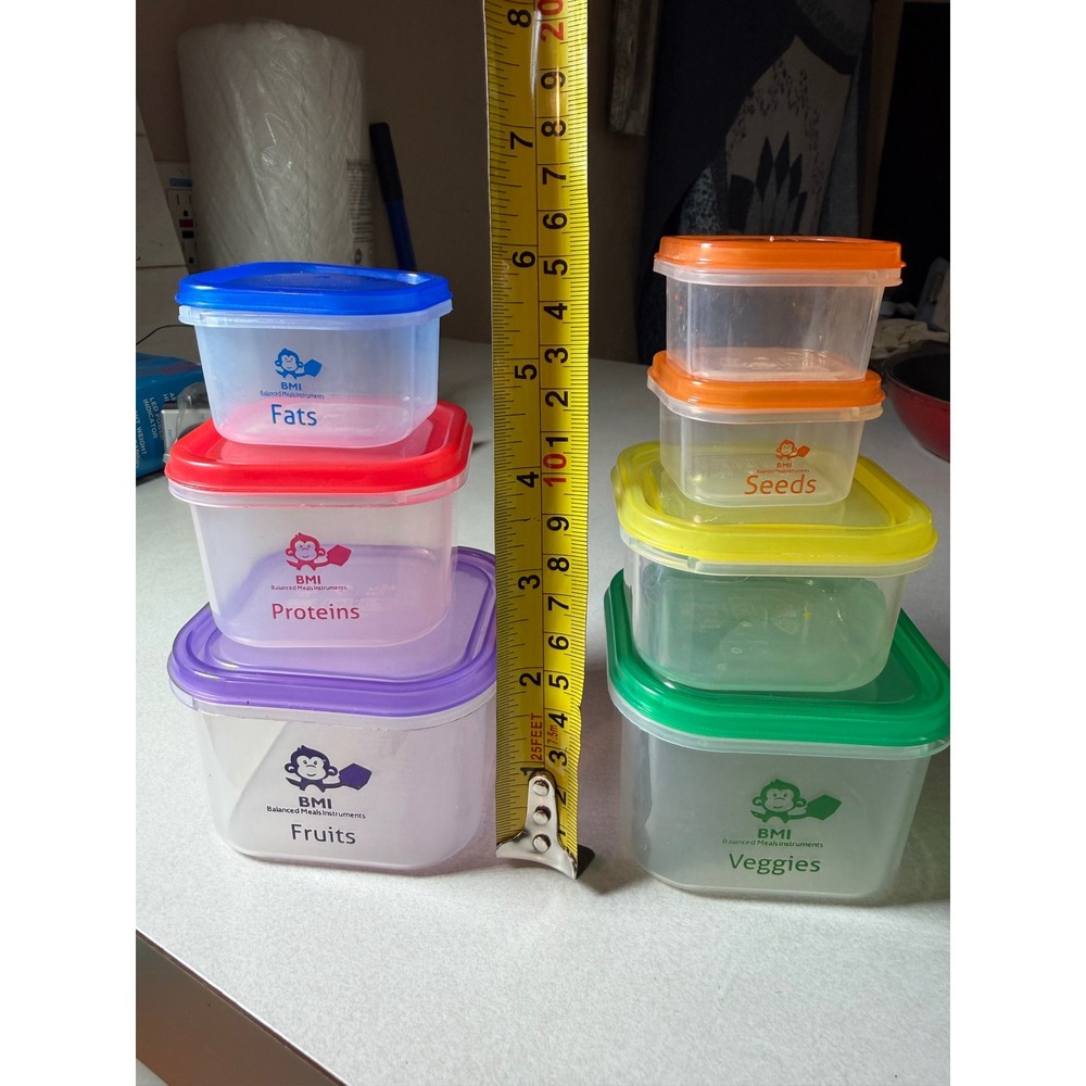 BMI Balanced Meals Instruments Portion Control Container Set 7 Piece Color Coded - Picture 2 of 5
